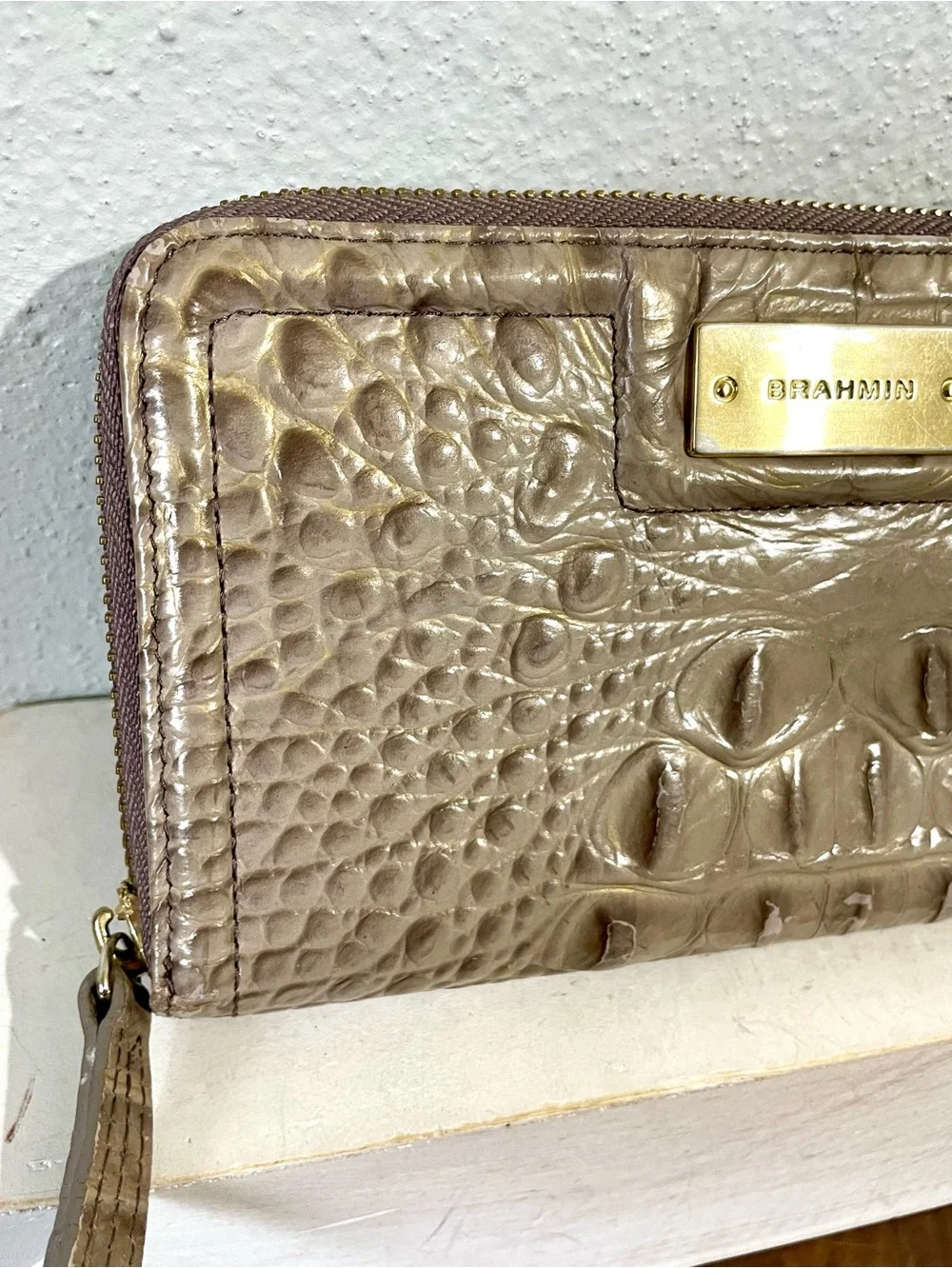 Brahmin taupe croc